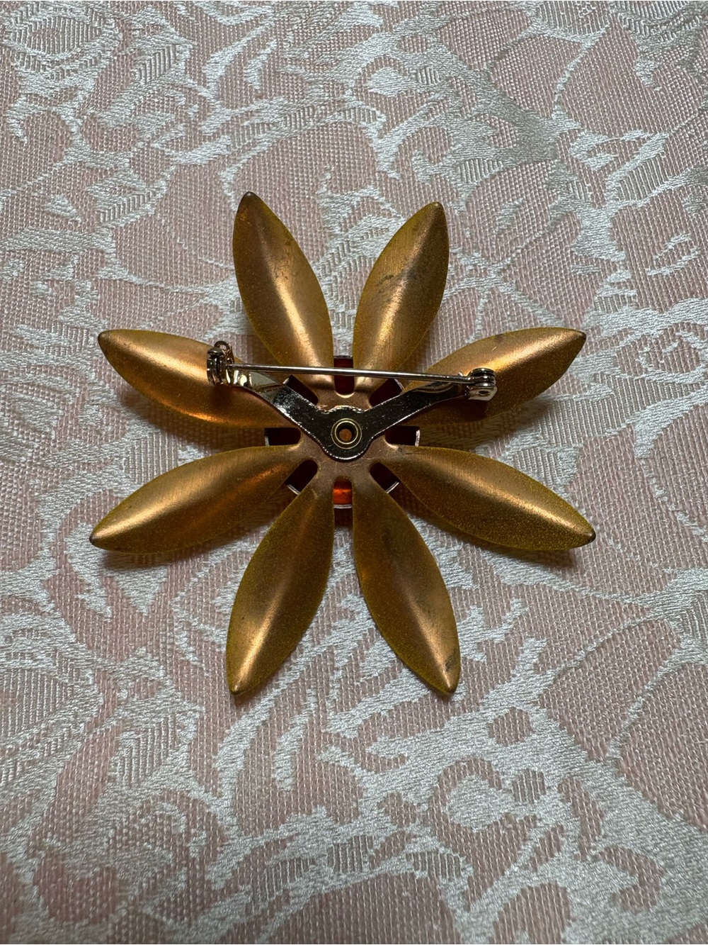 SOLD - Vintage Yellow Daisy Retro Floral Brooch in Yellow and Red - Picture 2 of 2